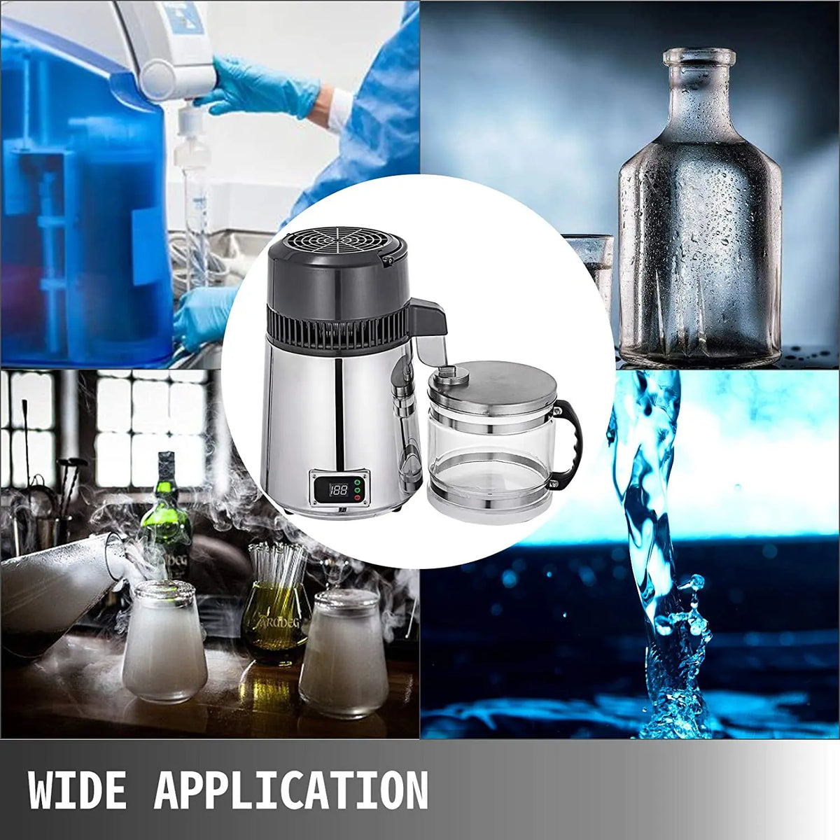 Water Distiller W/ Glass Container 750w 1gal/4l Capacity