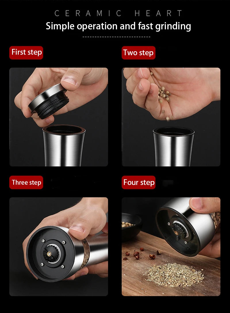 Stainless Steel Salt Pepper Grinders Bottle Spice Jar