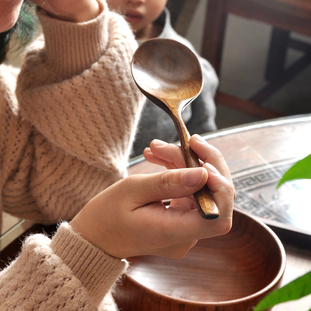Natural Long Handle Wooden Spoon Japanese-Style Rice Scoop