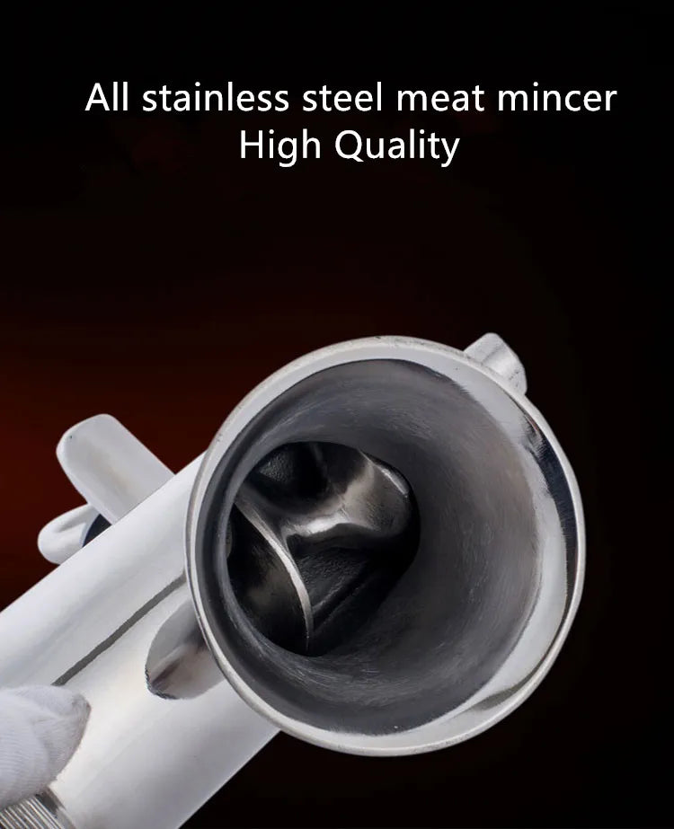 Meat Grinder Mincer Silver Stainless Steel Hand Crank