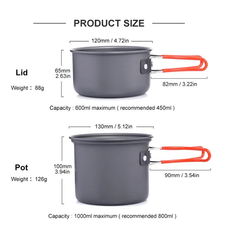 Widesea Ultralight Camping Cooking Utensils Outdoor Tableware Pot
