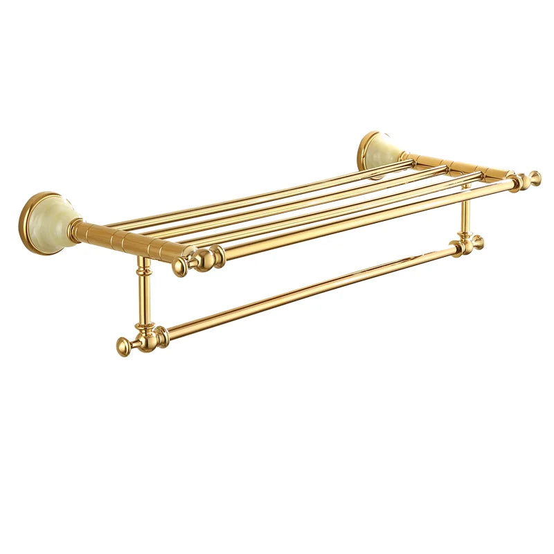 Tuqiu Bathroom Gold Bathroom Shelf Towel Rack Towel