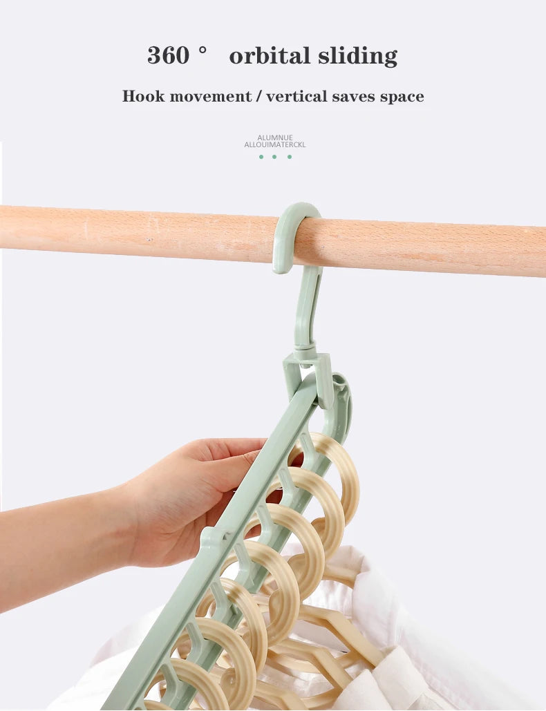 9-Hole Clothes Hanger Rack Closet Organizer Space Saving