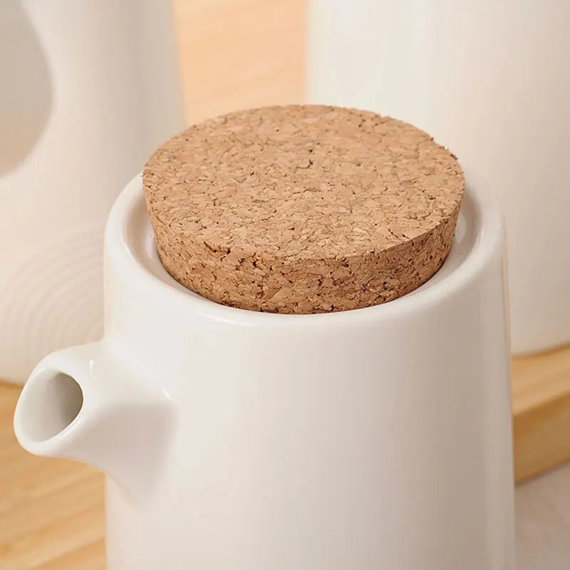 White Porcelain Olive Oil Pot Sauce Vinegar Salt