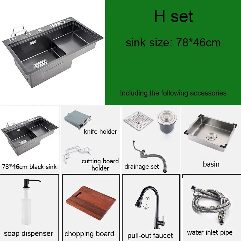 Black High Low Sink Sink Knife Holder Vegetable