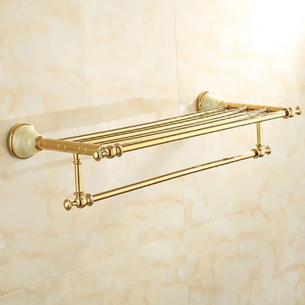 Tuqiu Bathroom Gold Bathroom Shelf Towel Rack Towel