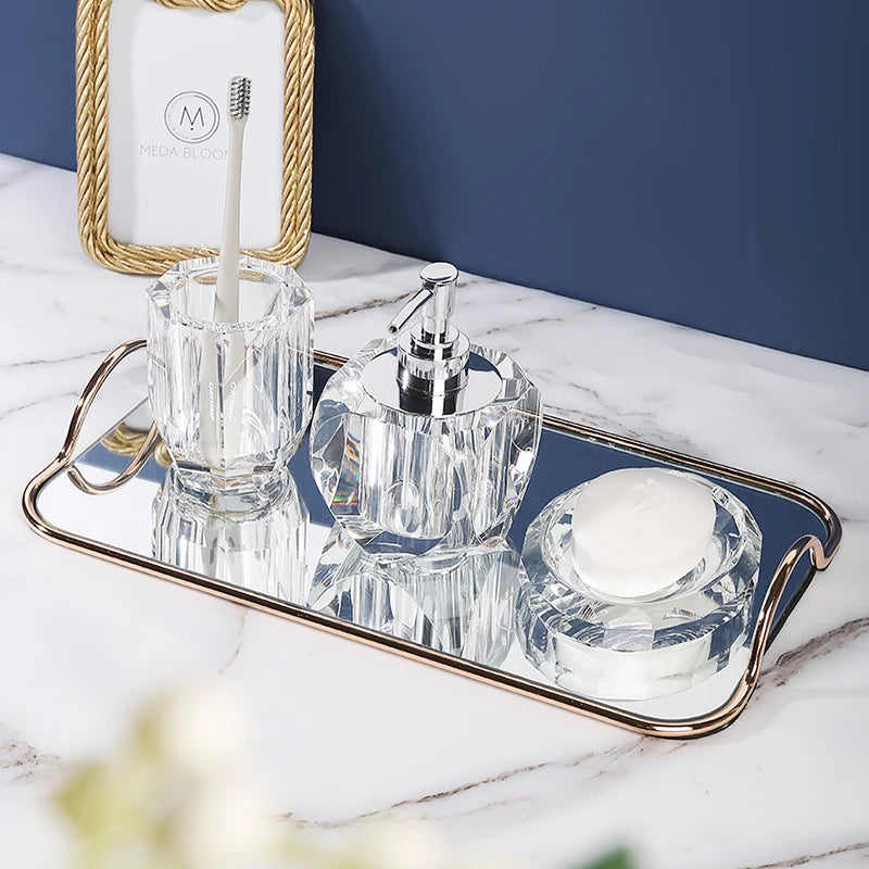 Crystal Glass Bathroom Toothbrush Cup Soap Dish Bottling