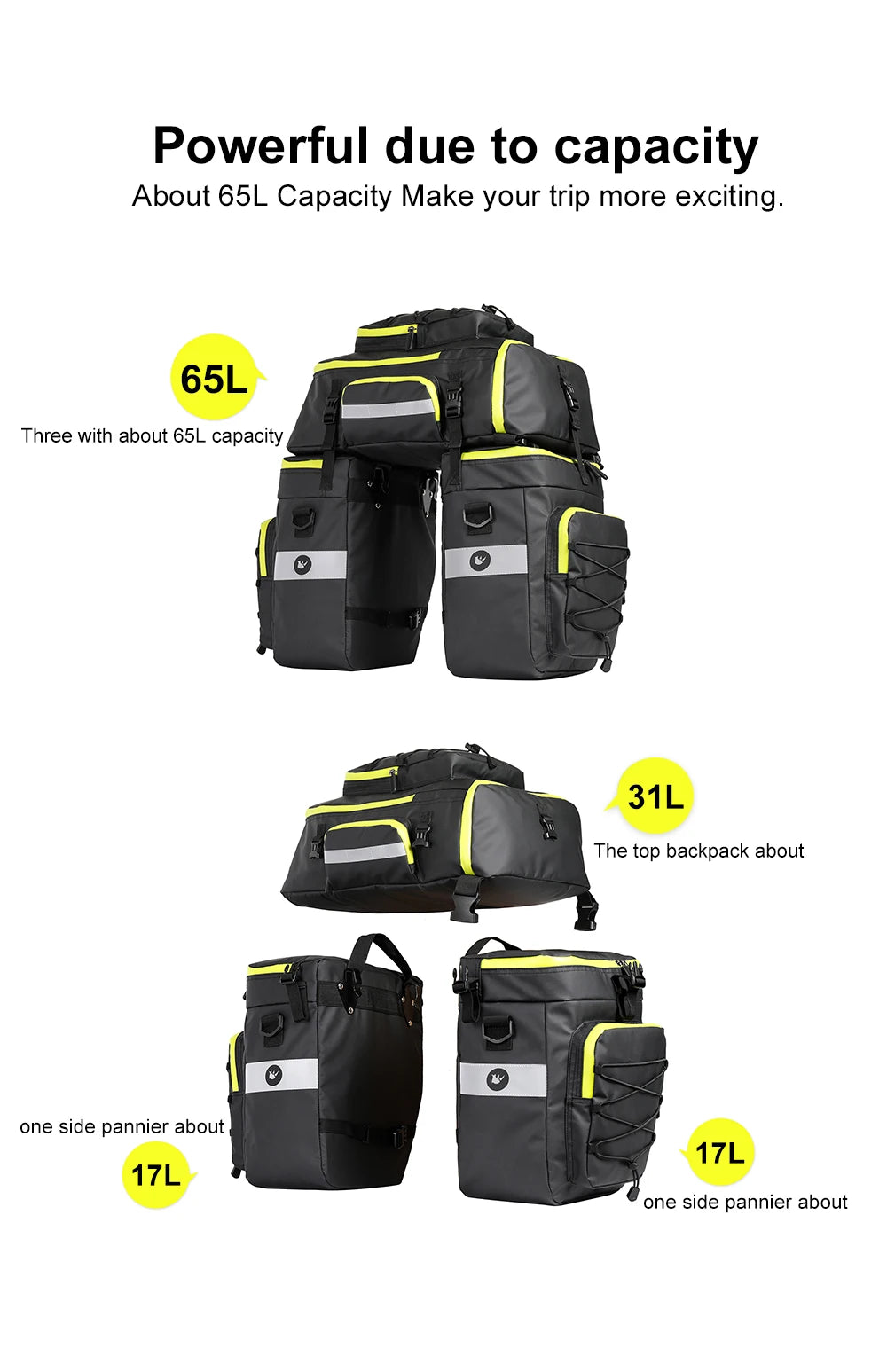 Rhinowalk Bike Pannier Bag In Big Capacity Trunk
