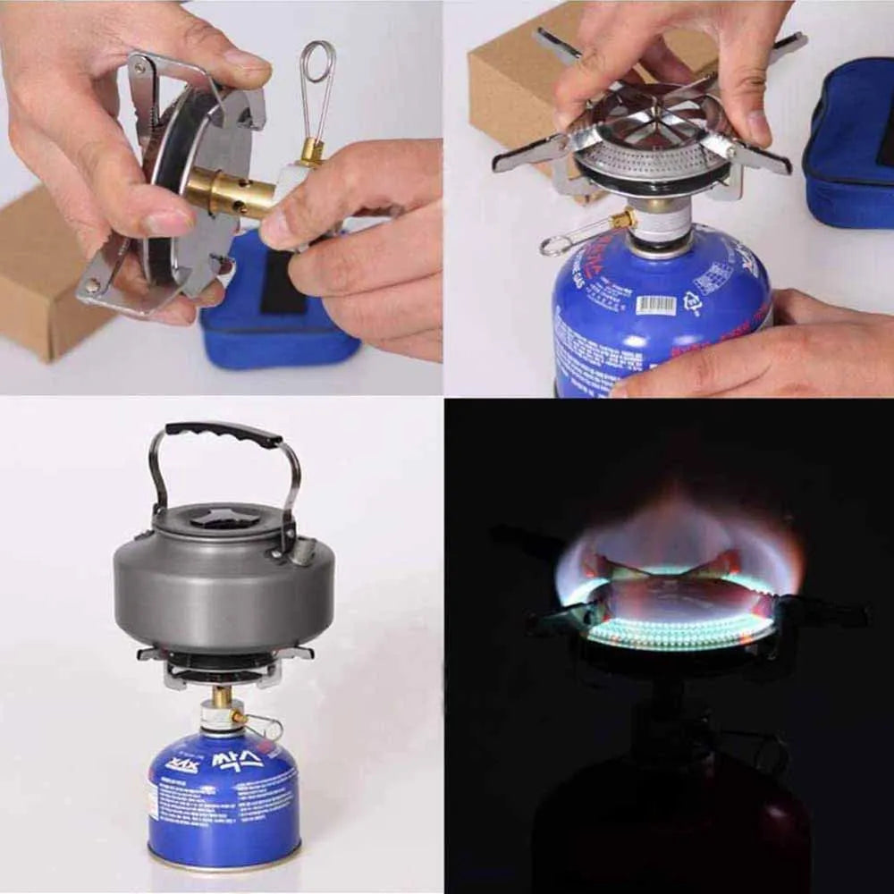 Camping Travel Equipment Tableware Cookware Kit Pots Burner