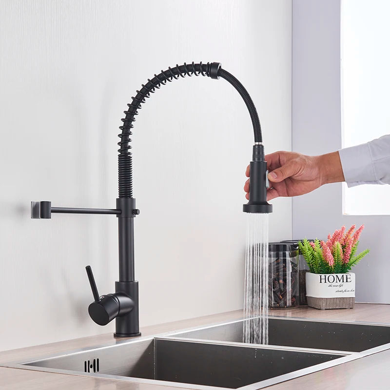 Brushed Gold Sink Faucet One Handle Spring Cold