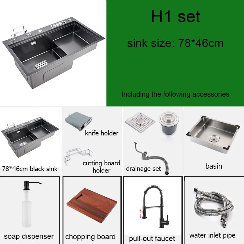 Black High Low Sink Sink Knife Holder Vegetable
