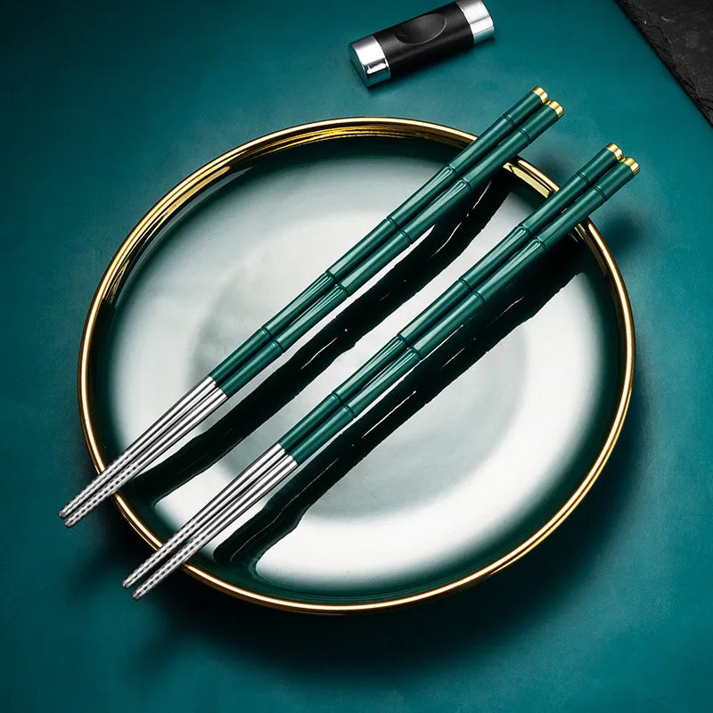 High-End Japanese Stainless Steel Chopsticks Metal Non-Slip Steel