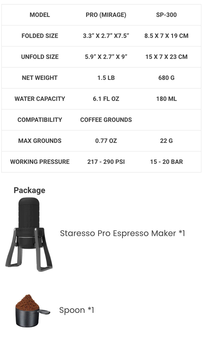 Staresso Mirage Sp300 Plus Espresso Maker Coffee Maker