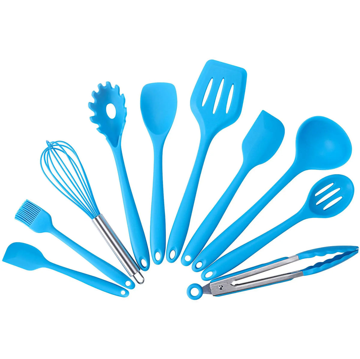10 Pcs/Set Silicone Utensils Non-Stick Silicone Tong Spoon