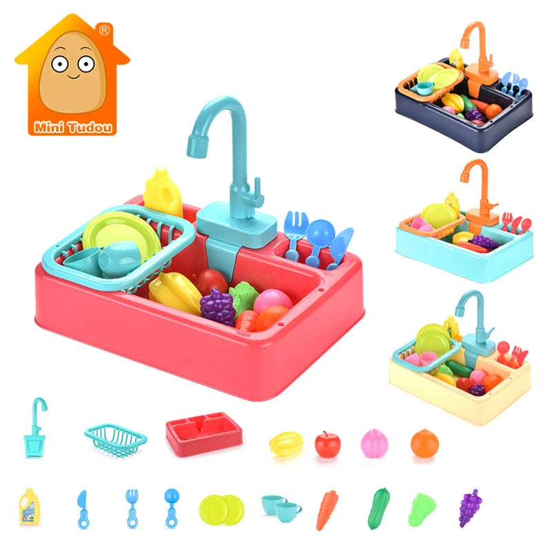 Toy Plastic Dish Wash Sink Children Simulation Pretend