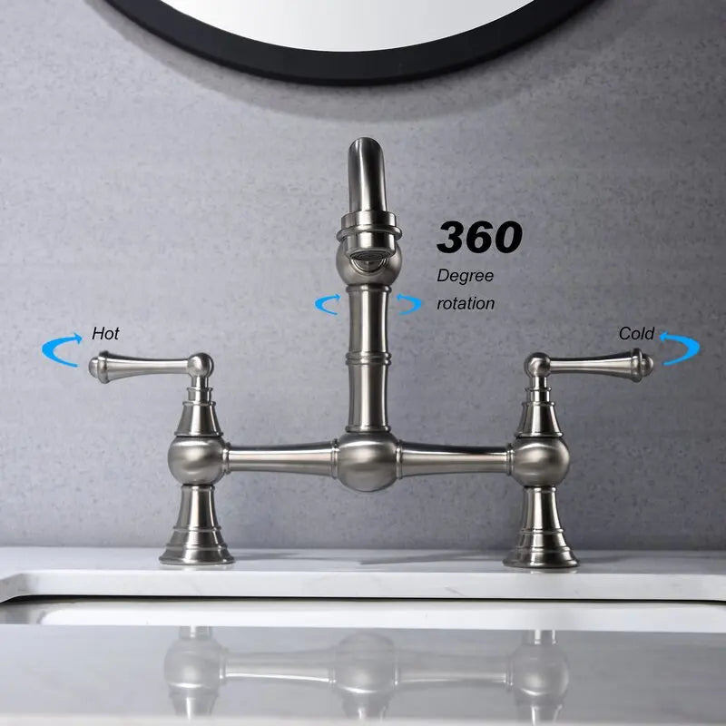 Basin Faucet Cold Faucet Brass Double-Handle Swivel Sink