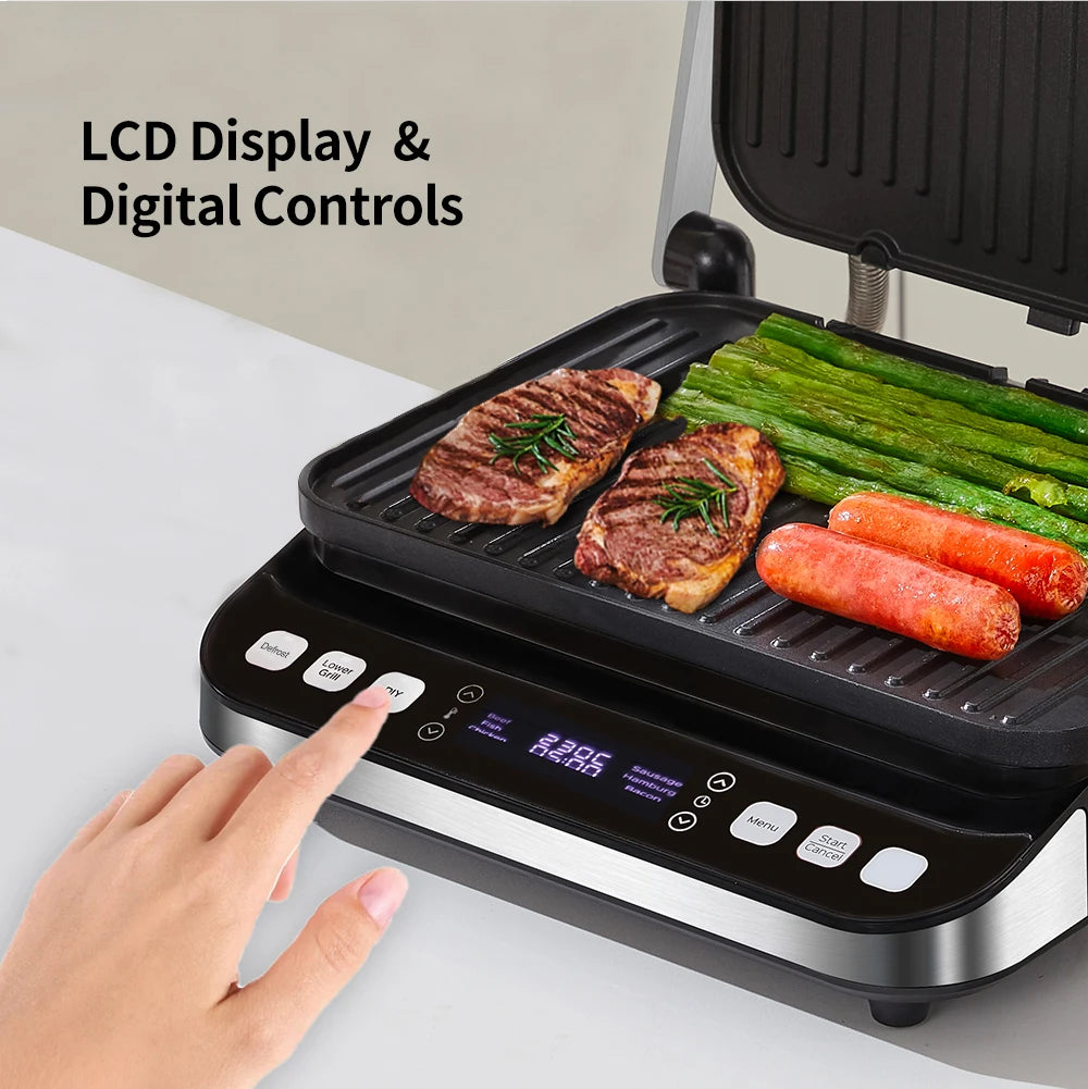 Biolomix 2000w Electric Contact Grill Digital Griddle Panini