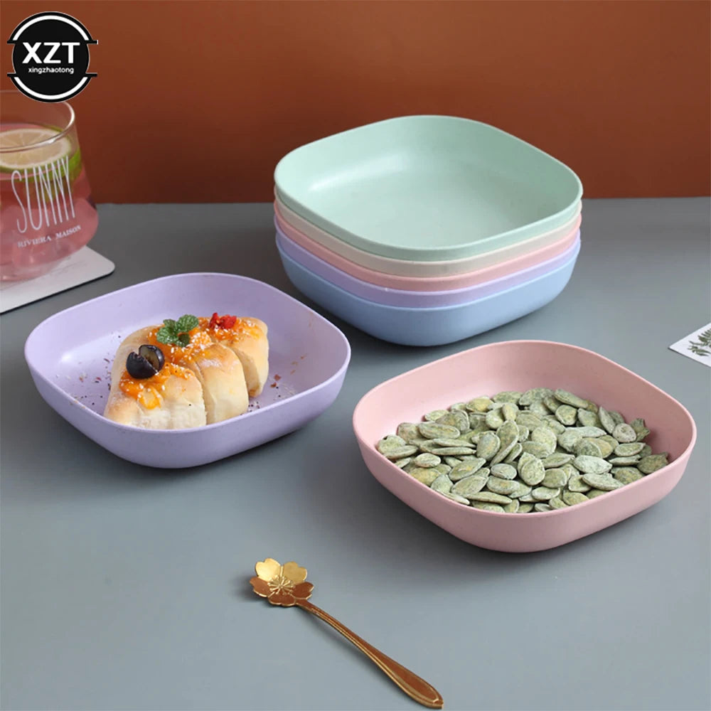 Wheat Straw Dishes Anti-Drop Square Dishes Children Dishes