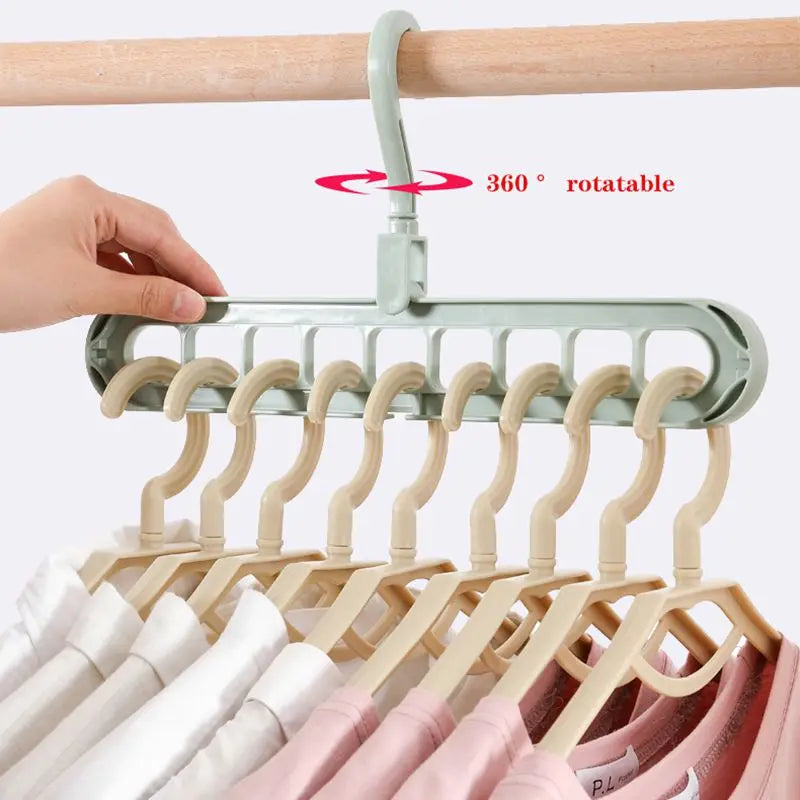 9-Hole Clothes Hanger Rack Closet Organizer Space Saving