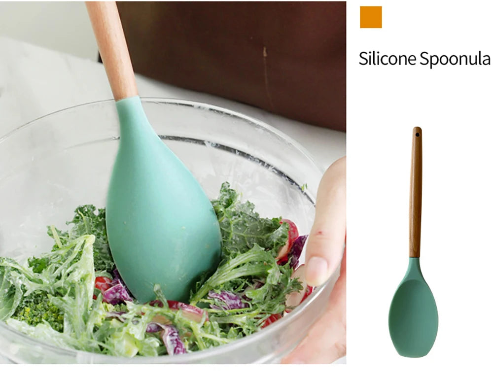 12pcs Silicone Utensils Non-Stick Cookware Spatula Shovel Egg