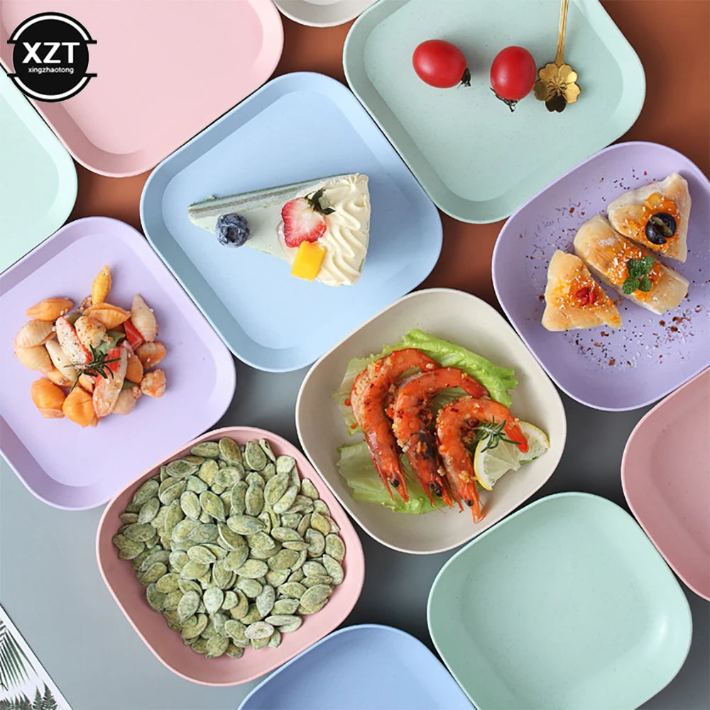Wheat Straw Dishes Anti-Drop Square Dishes Children Dishes
