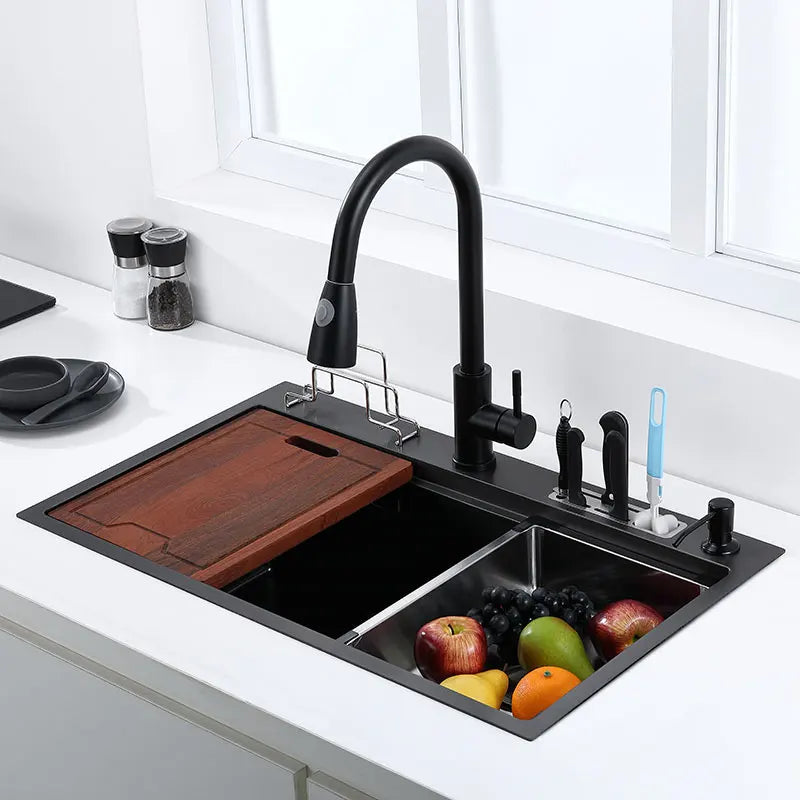 Black High Low Sink Sink Knife Holder Vegetable