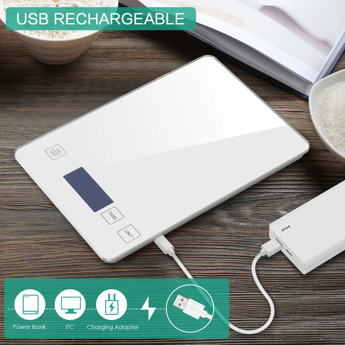 Digital Scale 1g-10kg Food Scale Waterproof Tempered Glass