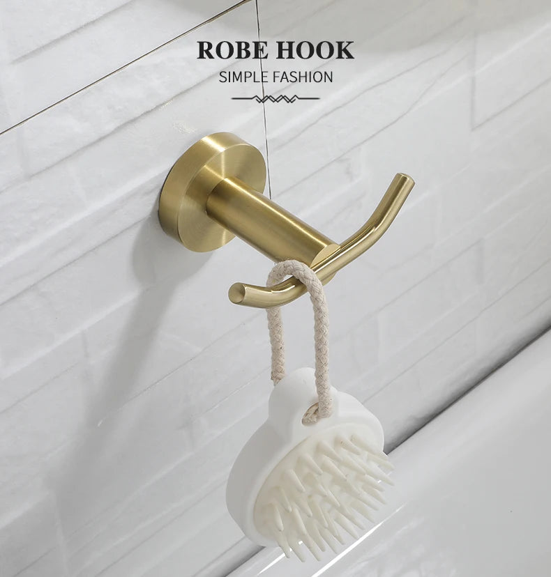 Bathroom Hardware Brushed Gold Toilet Brush Holder Robe