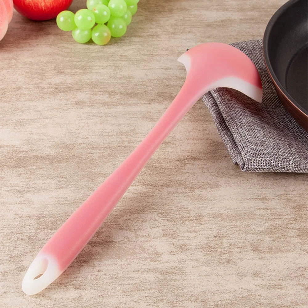 Long Handle Silicone Soup Spoon Non-Stick Large Food