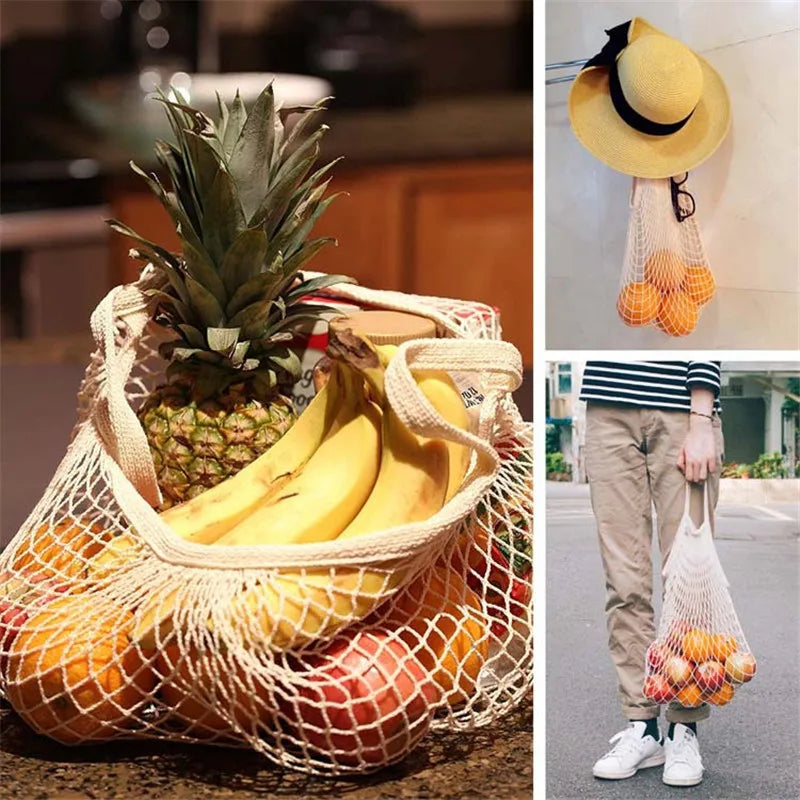 Reusable Cotton Mesh Produce Bags Vegetable Fruit Food