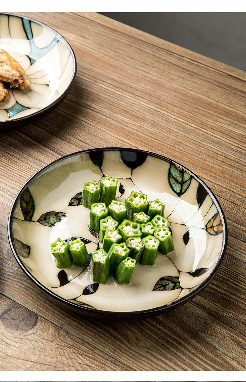 Chinese-Style Ceramic Deep Plate Salad Plate Disc Personality