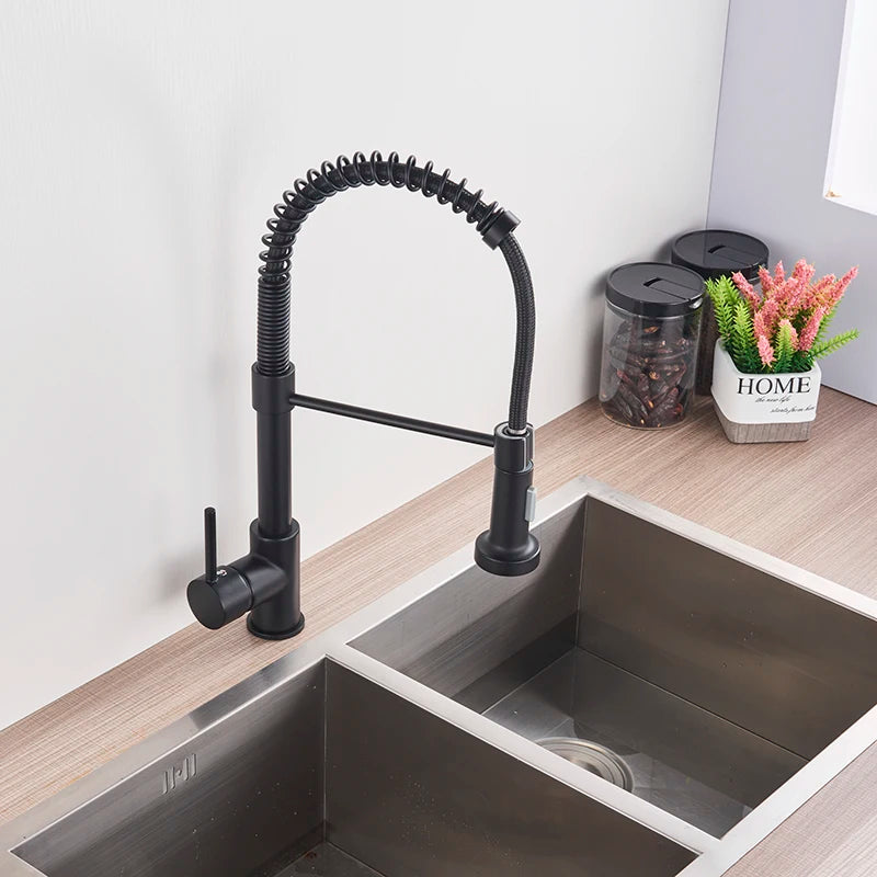 Brushed Gold Sink Faucet One Handle Spring Cold
