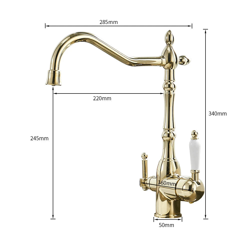 Polished Golden Filter Faucet Drinking Pure Water Tap