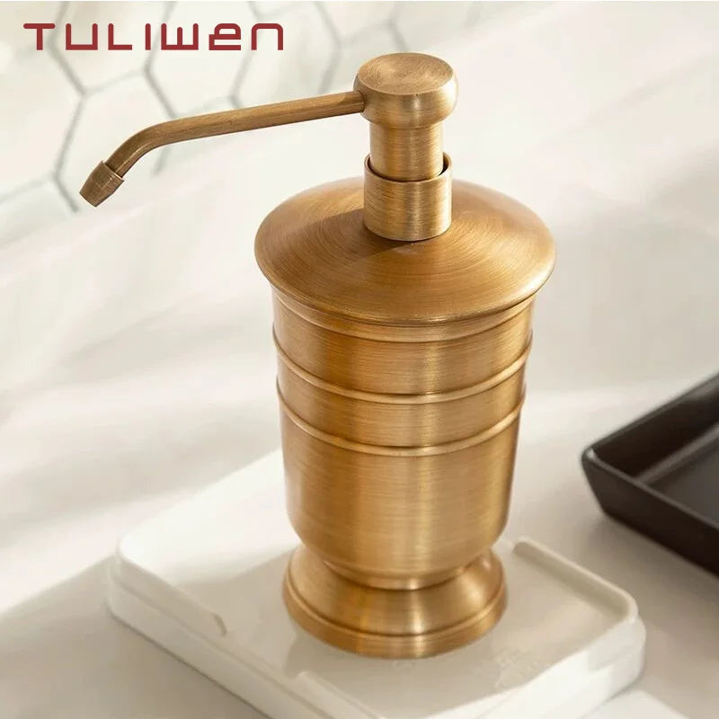 Antique Brass Soap Dish Liquid Soap Dispenser Toothbrush