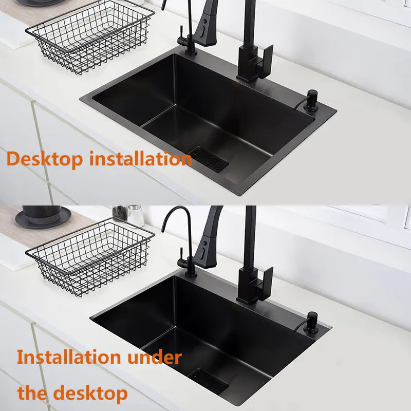 Black Sink 304 Stainless Steel Vegetable Washing Basin
