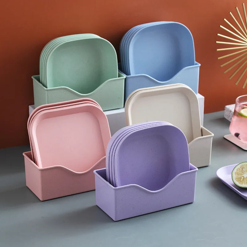 Wheat Straw Dishes Anti-Drop Square Dishes Children Dishes