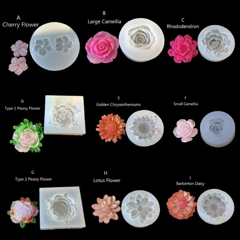10 Styles 3d Flower Silicone Mold Resin Camellia