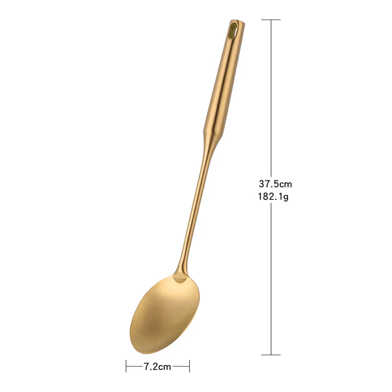 1pc Stainless Steel Cooking Gold Soup Ladle Spoon