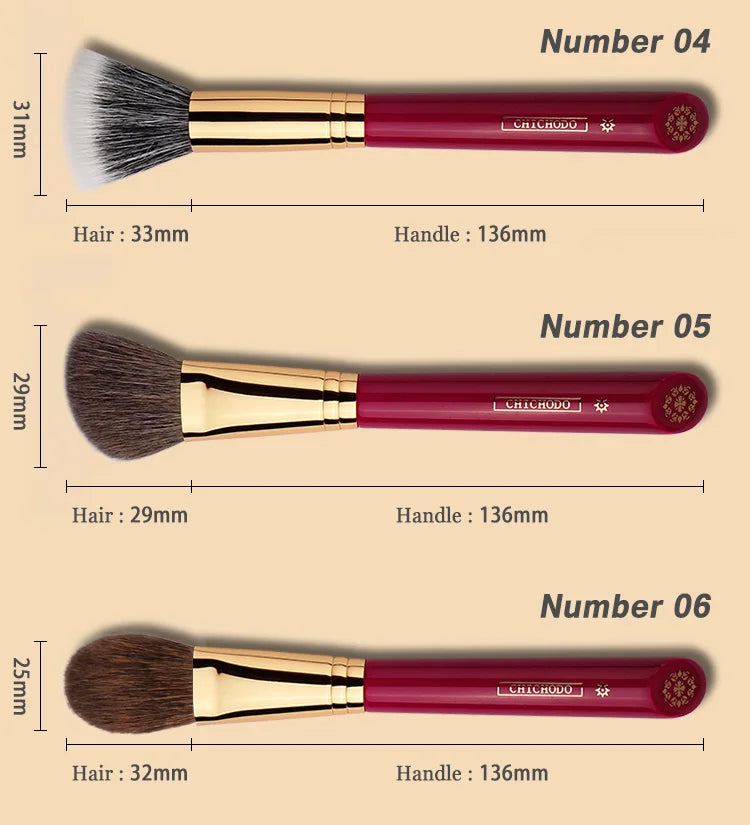 Chichodo Makeup Brush-Luxurious Red Rose Series 20pcs Animal