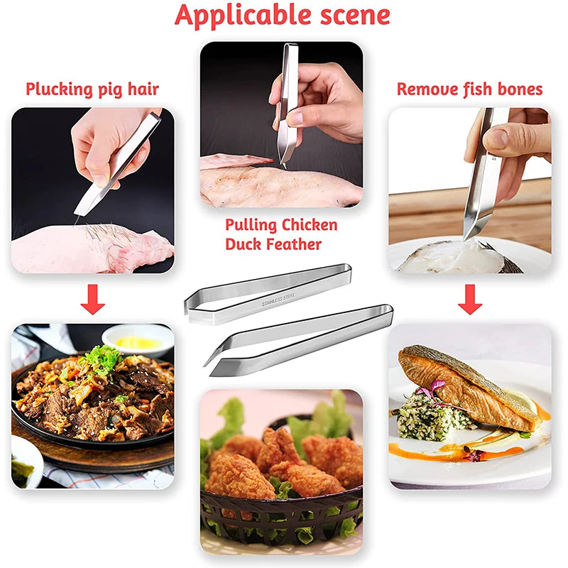 1pcs 430 Stainless Steel Fish Bone Tweezers Pincer
