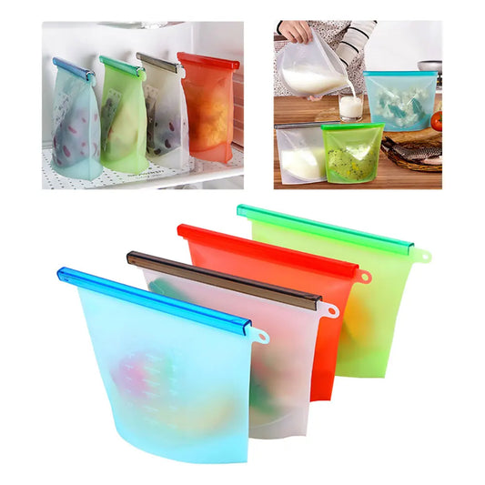 Silicone Bags Reusable Silicone Food Bag Airtight Seal