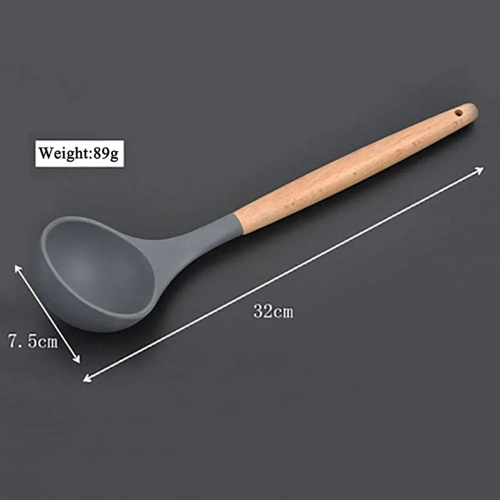 Silicone World Cooking Kitchenware Silicone Utensils Wooden