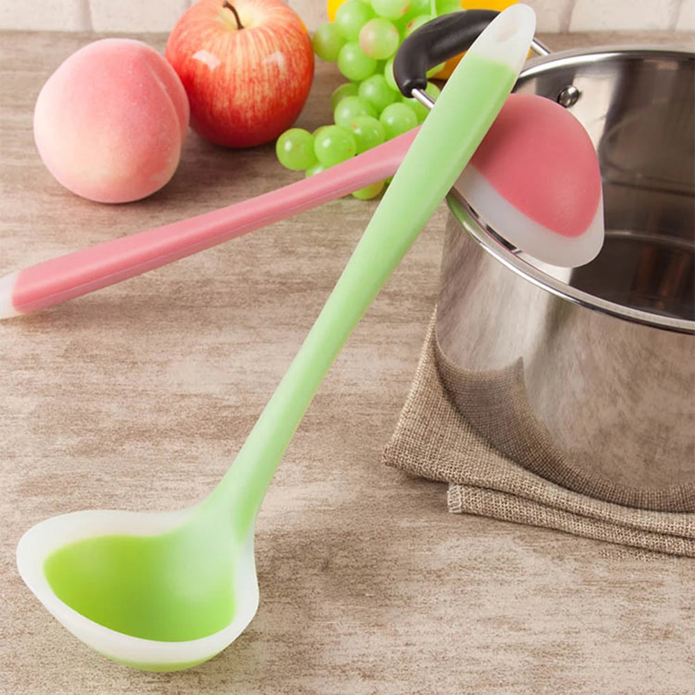 Long Handle Silicone Soup Spoon Non-Stick Large Food