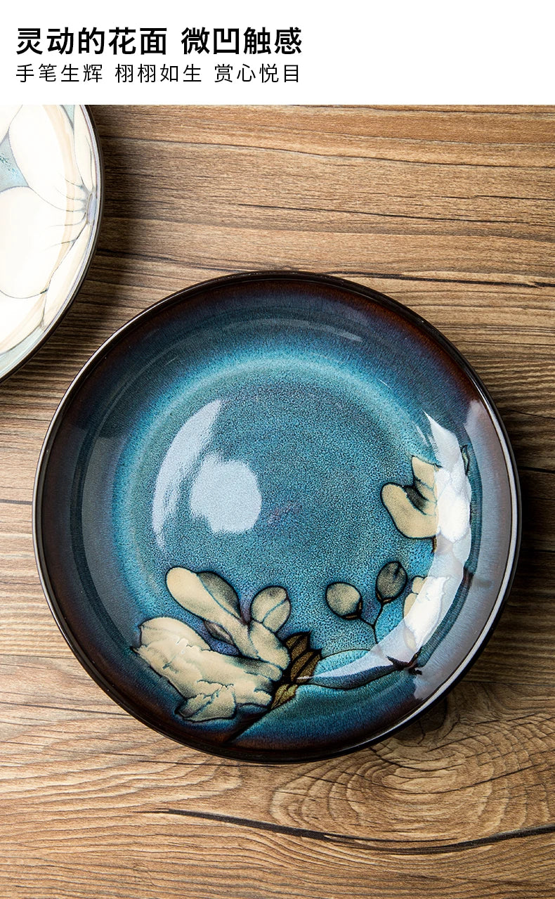 Chinese-Style Ceramic Deep Plate Salad Plate Disc Personality