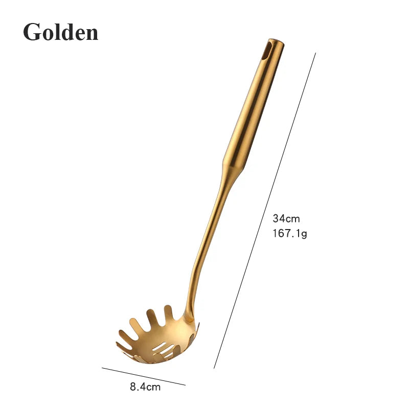 1pc Stainless Steel Cooking Gold Soup Ladle Spoon