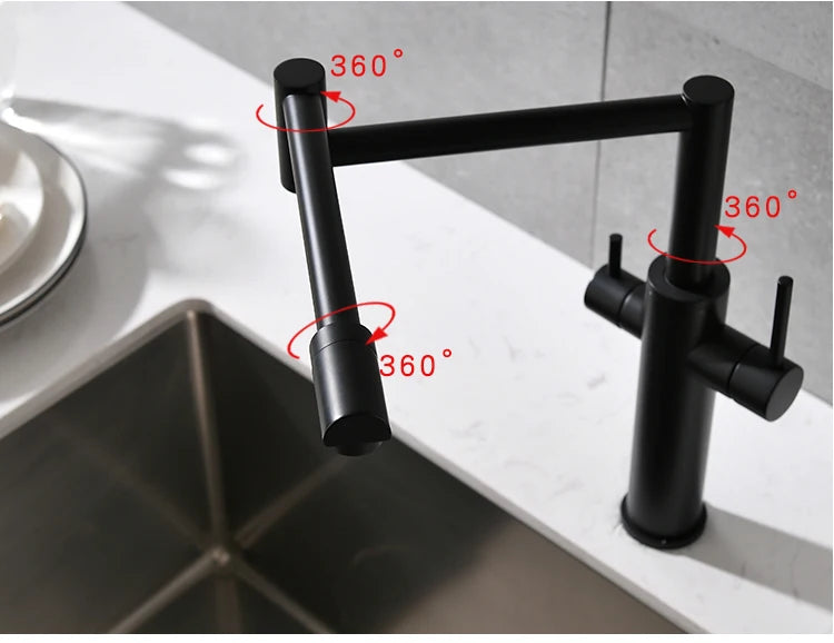 Water Purifier Faucet Black/Nickel Cold Universal Pull Straight