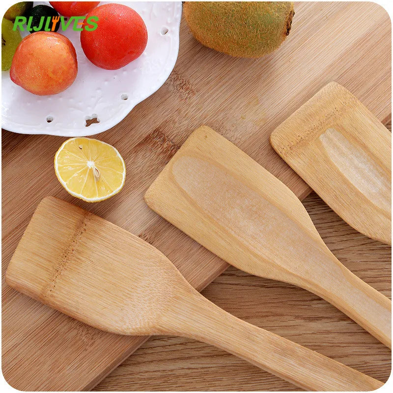 1pc Natural Health Bamboo Wood Slotted Spatula Spoon