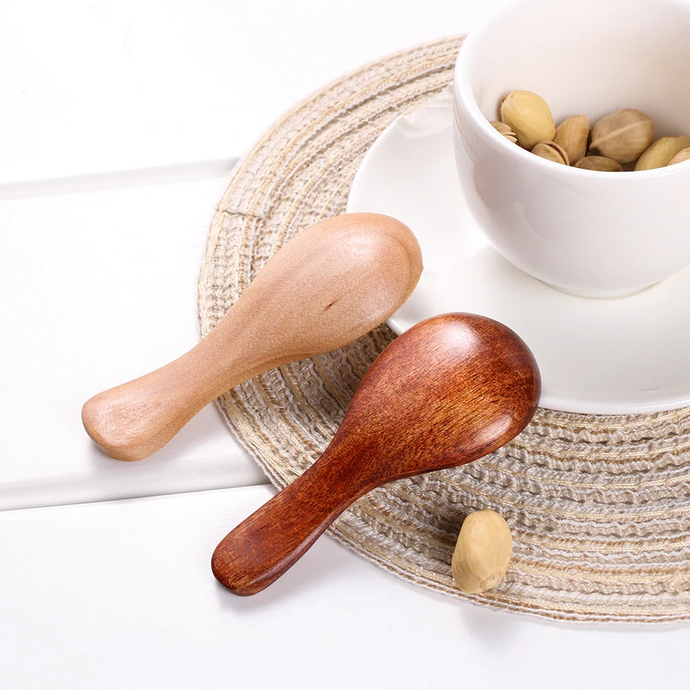 1pcs Small Mini Wood Condiment Scoop Flatware Coffee