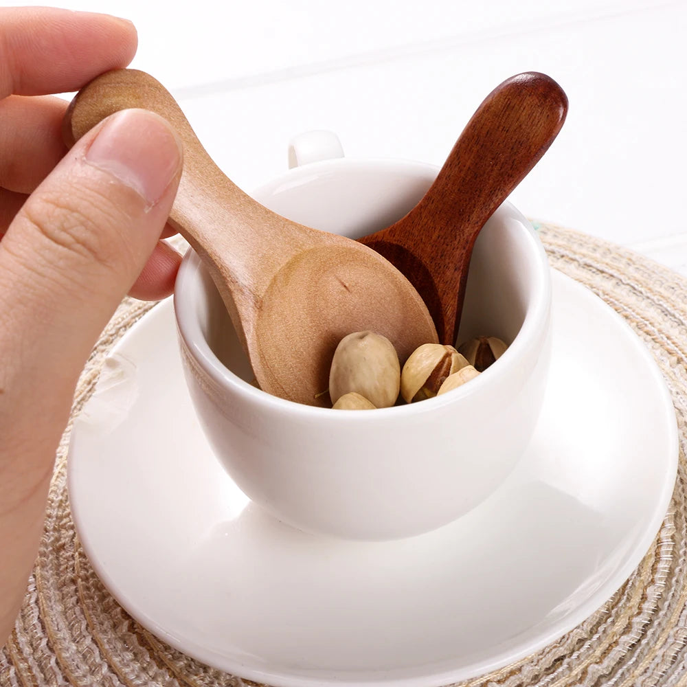 1pcs Small Mini Wood Condiment Scoop Flatware Coffee