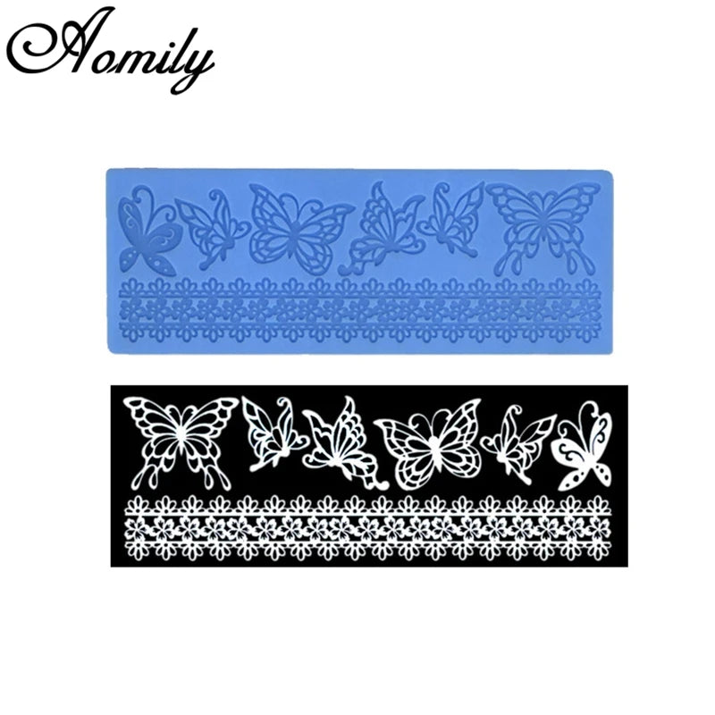 Aomily Butterflies Lace Silicone Mat Pad Lace Cake